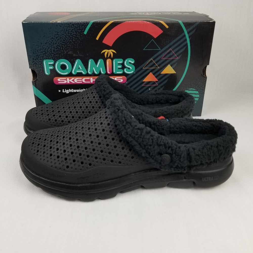 Skechers Foam Winterized Slip On Shoes, black, men's size 10.
